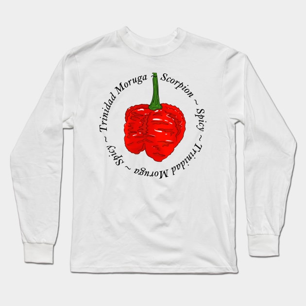 Trinidat Moruga Scorpion Chili pepper sticker jalapeno habanero Long Sleeve T-Shirt by MojoCoffeeTime